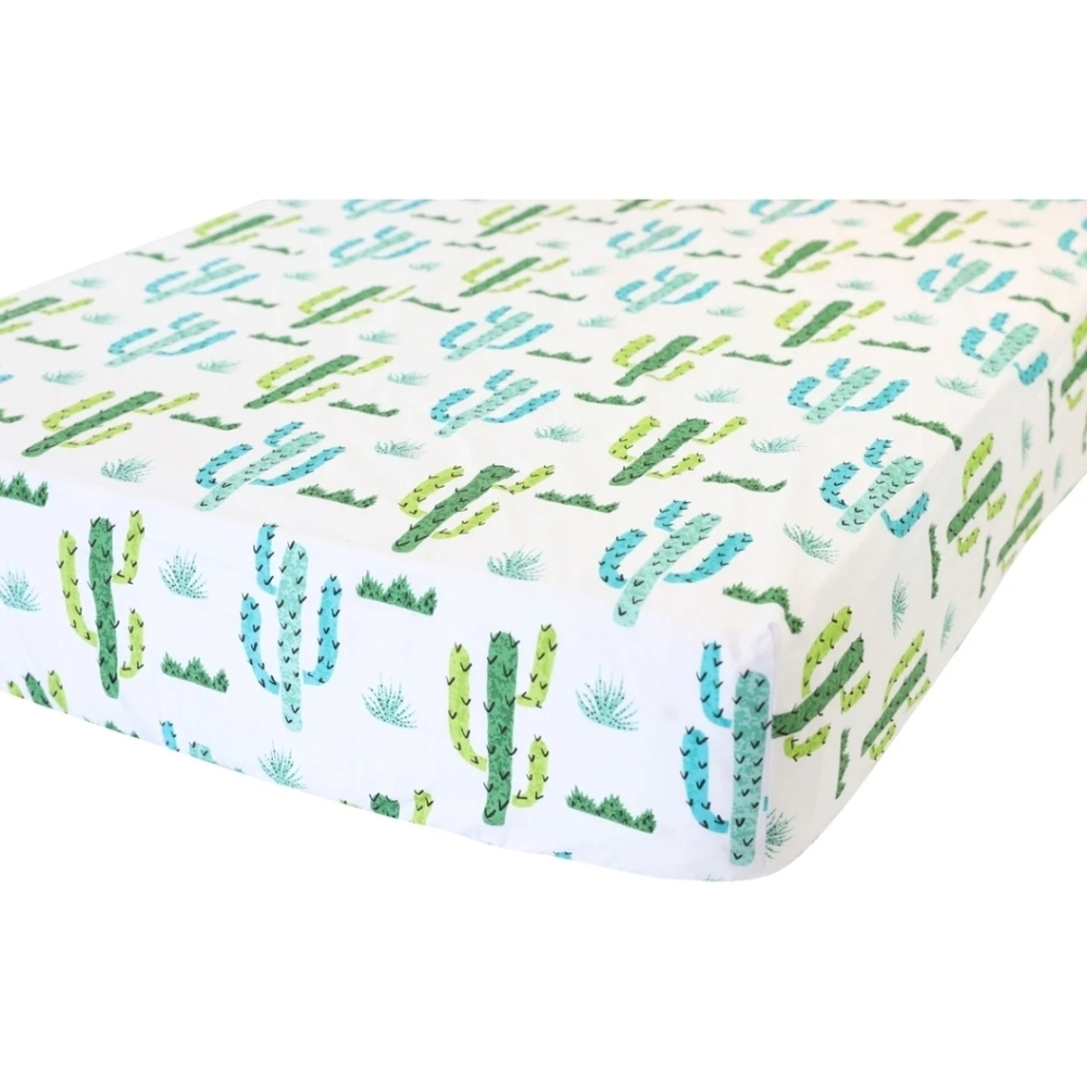 Addison Belle Fitted Crib Sheet Cactus Print 100% Organic Cotton